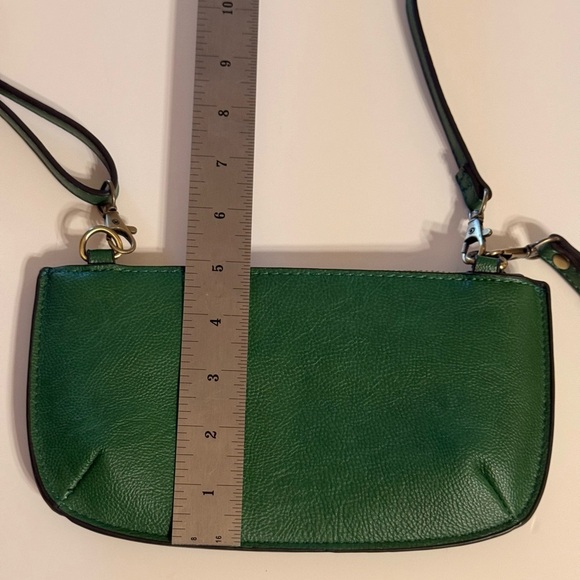 Joy Susan Mini Crossbody To Convertible Wristlet Forrest Green Pebbled Clutch - Picture 8 of 15